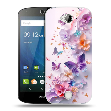 Силиконовый чехол на Acer Liquid Z530 с принтом цветы бабочки Силиконовый чехол на Acer Liquid Z530 с принтом цветы бабочки