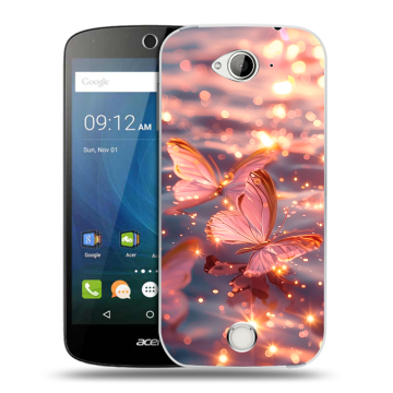 Силиконовый чехол на Acer Liquid Z530 с принтом бабочки розовые