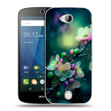 Силиконовый чехол на Acer Liquid Z530 с принтом Цветы и мрамор Силиконовый чехол на Acer Liquid Z530 с принтом Цветы и мрамор