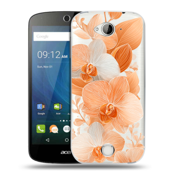 Силиконовый чехол на Acer Liquid Z530 с принтом Бежевые цветы Силиконовый чехол на Acer Liquid Z530 с принтом Бежевые цветы
