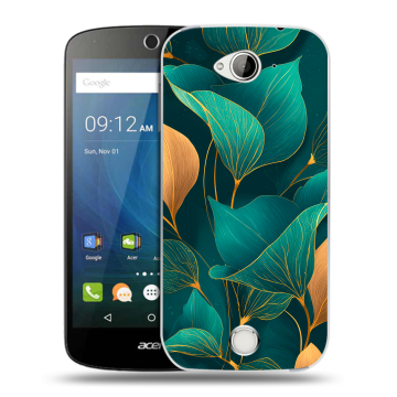 Силиконовый чехол на Acer Liquid Z530 с принтом Листья и золото Силиконовый чехол на Acer Liquid Z530 с принтом Листья и золото