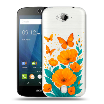Силиконовый чехол на Acer Liquid Z530 с принтом цветы бабочки Силиконовый чехол на Acer Liquid Z530 с принтом цветы бабочки