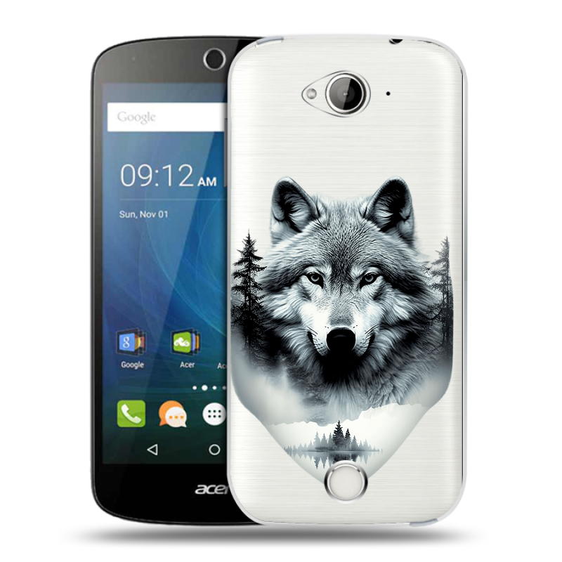 Силиконовый чехол на Acer Liquid Z530 с принтом Волк в лесу Силиконовый чехол на Acer Liquid Z530 с принтом Волк в лесу