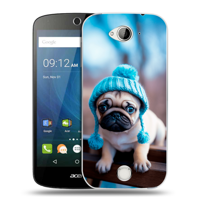Силиконовый чехол на Acer Liquid Z530 с принтом Мопс в шапке Силиконовый чехол на Acer Liquid Z530 с принтом Мопс в шапке
