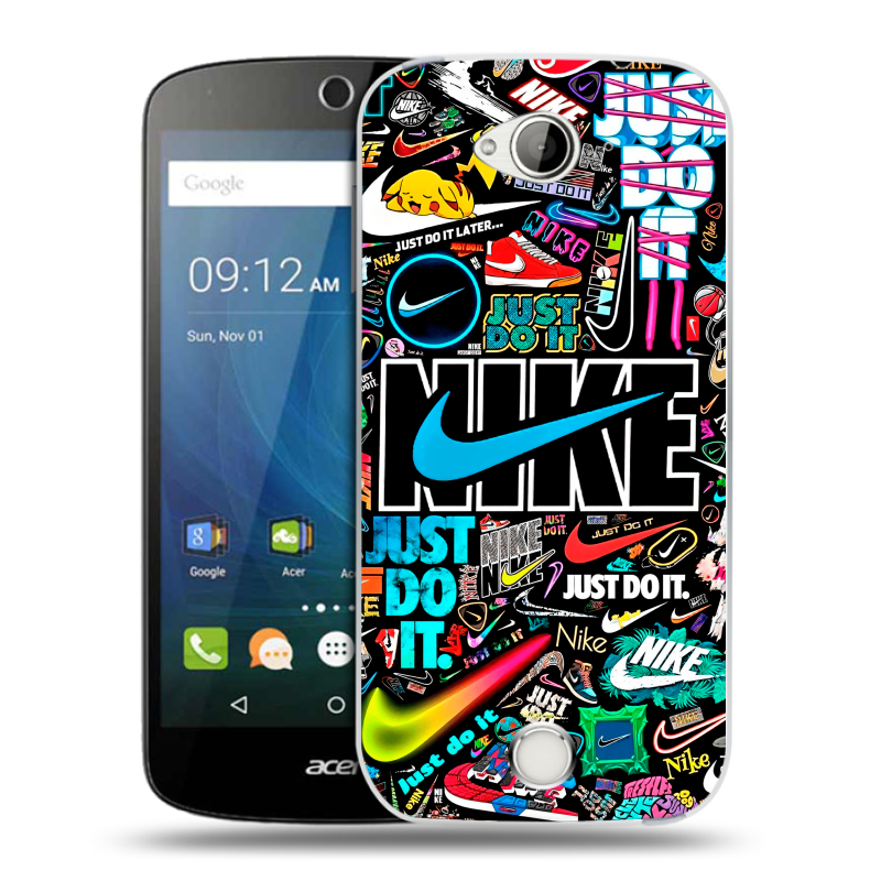 Силиконовый чехол на Acer Liquid Z530 с принтом найк nike черный Силиконовый чехол на Acer Liquid Z530 с принтом найк nike черный