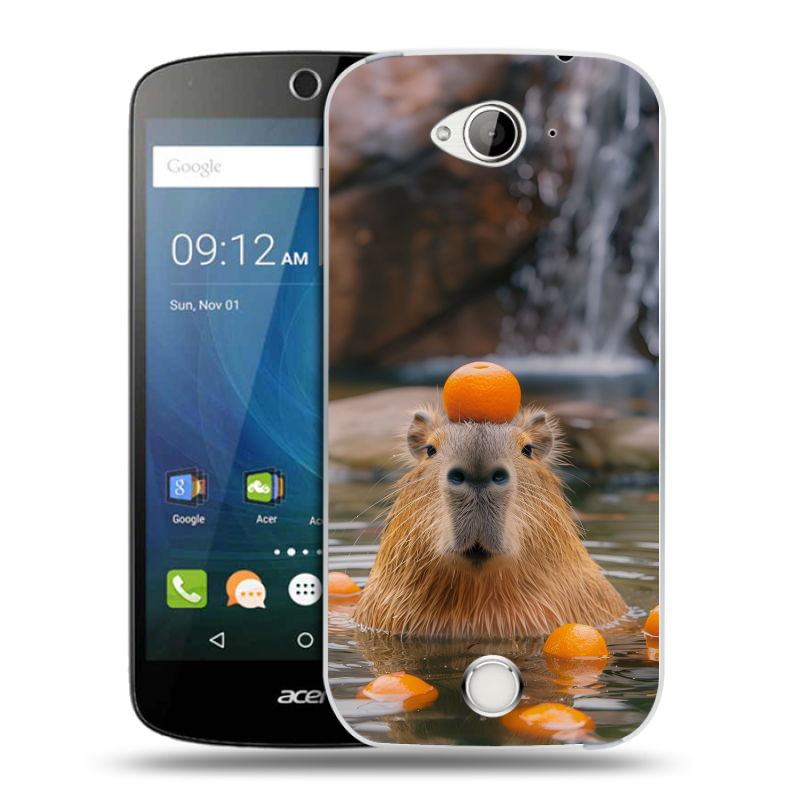 Силиконовый чехол на Acer Liquid Z530 с принтом Капибара с апельсином Силиконовый чехол на Acer Liquid Z530 с принтом Капибара с апельсином
