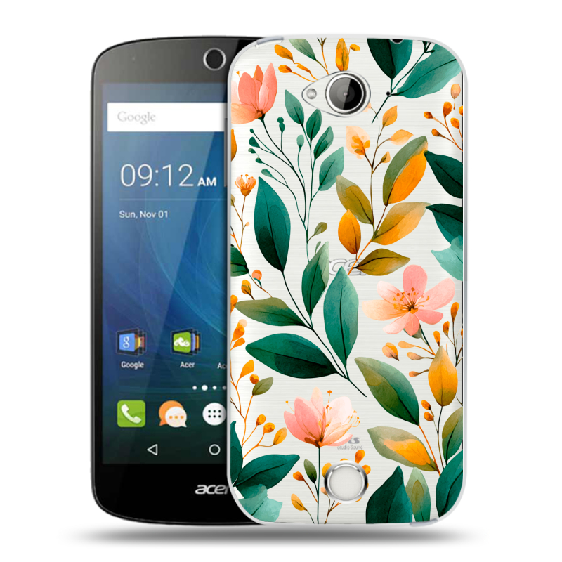 Силиконовый чехол на Acer Liquid Z530 с принтом Цветы паттерн Силиконовый чехол на Acer Liquid Z530 с принтом Цветы паттерн