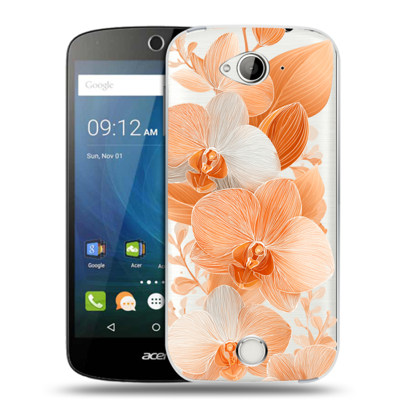 Силиконовый чехол на Acer Liquid Z530 с принтом Бежевые цветы Силиконовый чехол на Acer Liquid Z530 с принтом Бежевые цветы