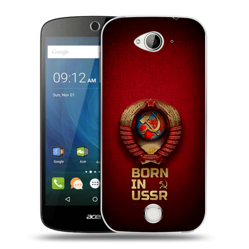 Силиконовый чехол на Acer Liquid Z530 с принтом Флаг Герб СССР Силиконовый чехол на Acer Liquid Z530 с принтом Флаг Герб СССР