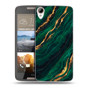 Силиконовый чехол на HTC Desire 828 с принтом Мрамор зеленое золото