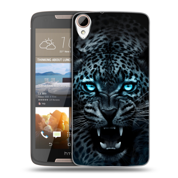 Силиконовый чехол на HTC Desire 828 с принтом Темный леопард