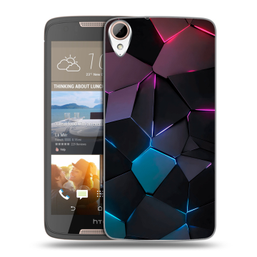Силиконовый чехол на HTC Desire 828 с принтом Геометрия неона