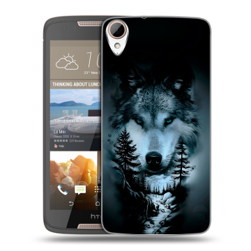 Силиконовый чехол на HTC Desire 828 с принтом Лесной волк
