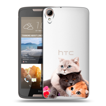 Силиконовый чехол на HTC Desire 828 с принтом Кошки
