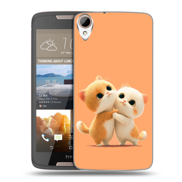 Силиконовый чехол на HTC Desire 828 с принтом Милые котики