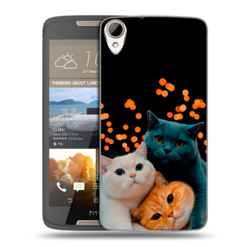 Силиконовый чехол на HTC Desire 828 с принтом Кошки