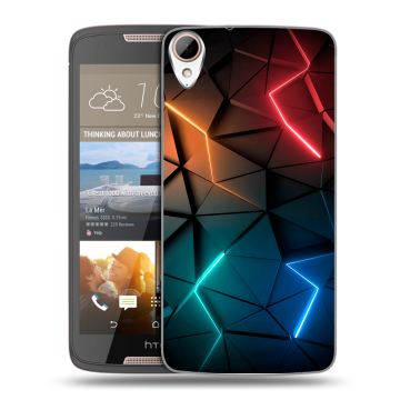 Силиконовый чехол на HTC Desire 828 с принтом Абстракция неон