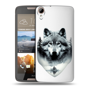 Силиконовый чехол на HTC Desire 828 с принтом Волк в лесу