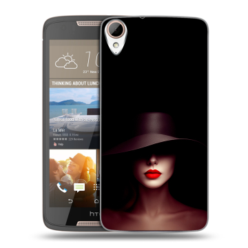 Силиконовый чехол на HTC Desire 828 с принтом Девушка в шляпе