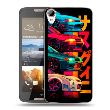 Силиконовый чехол на HTC Desire 828 с принтом Гоночные машины