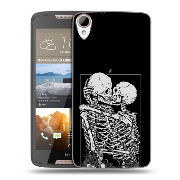 Силиконовый чехол на HTC Desire 828 с принтом Поцелуй скелетов