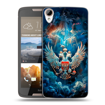Силиконовый чехол на HTC Desire 828 с принтом Герб флаг России