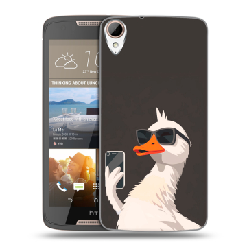 Силиконовый чехол на HTC Desire 828 с принтом утка в очках