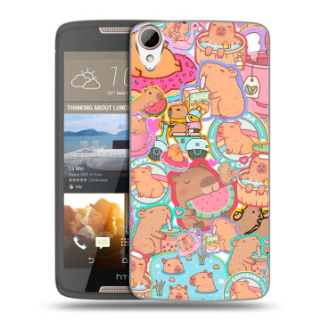 Силиконовый чехол на HTC Desire 828 с принтом капибары