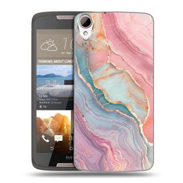 Силиконовый чехол на HTC Desire 828 с принтом розовый мрамор