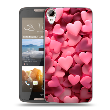 Силиконовый чехол на HTC Desire 828 с принтом розовые сердечки