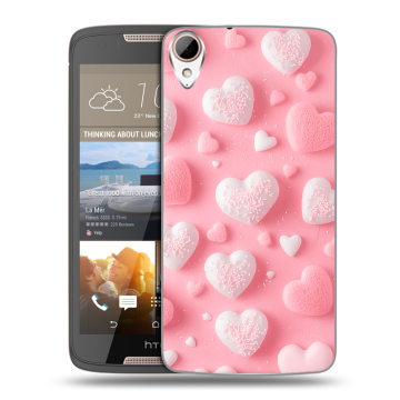 Силиконовый чехол на HTC Desire 828 с принтом Сердечки