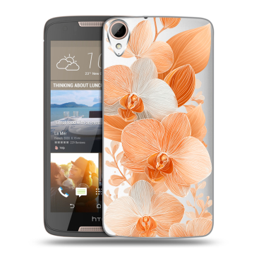 Силиконовый чехол на HTC Desire 828 с принтом Бежевые цветы Силиконовый чехол на HTC Desire 828 с принтом Бежевые цветы