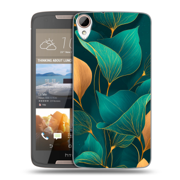 Силиконовый чехол на HTC Desire 828 с принтом Листья и золото Силиконовый чехол на HTC Desire 828 с принтом Листья и золото