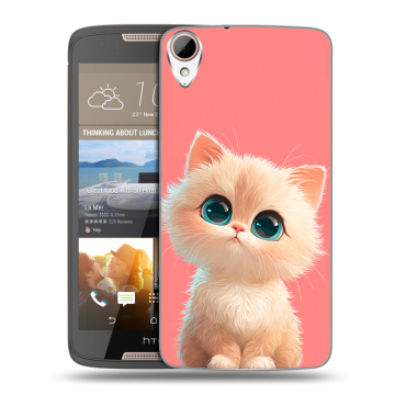 Силиконовый чехол на HTC Desire 828 с принтом Розовый котенок Силиконовый чехол на HTC Desire 828 с принтом Розовый котенок