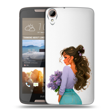 Силиконовый чехол на HTC Desire 828 с принтом девушка цветы Силиконовый чехол на HTC Desire 828 с принтом девушка цветы