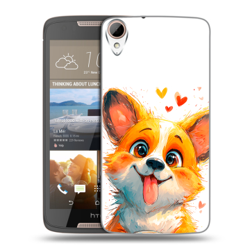 Силиконовый чехол на HTC Desire 828 с принтом корги