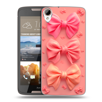 Силиконовый чехол на HTC Desire 828 с принтом Розовые бантики
