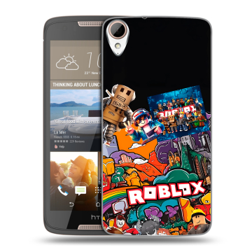 Силиконовый чехол на HTC Desire 828 с принтом Roblox Роблокс