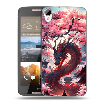 Силиконовый чехол на HTC Desire 828 с принтом Дракон Японский