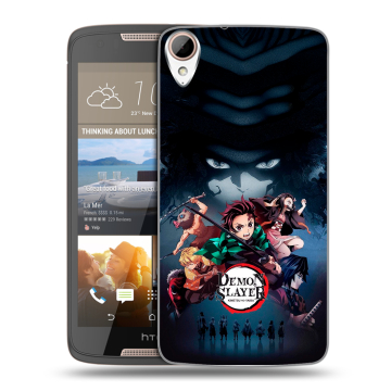 Силиконовый чехол на HTC Desire 828 с принтом Demon Slayer Клинок рассекающий демонов