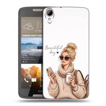 Силиконовый чехол на HTC Desire 828 с принтом женский