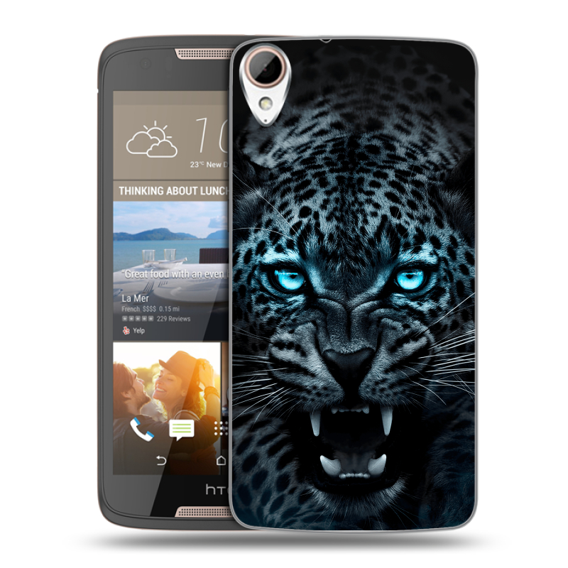 Силиконовый чехол на HTC Desire 828 с принтом Темный леопард Силиконовый чехол на HTC Desire 828 с принтом Темный леопард
