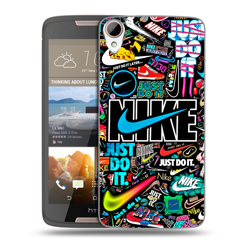 Силиконовый чехол на HTC Desire 828 с принтом найк nike черный Силиконовый чехол на HTC Desire 828 с принтом найк nike черный