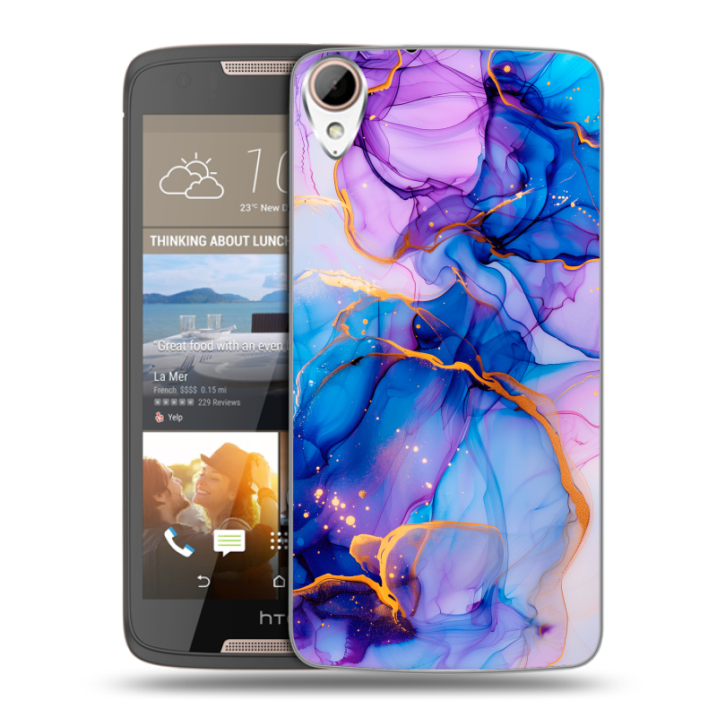 Силиконовый чехол на HTC Desire 828 с принтом синий мрамор Силиконовый чехол на HTC Desire 828 с принтом синий мрамор