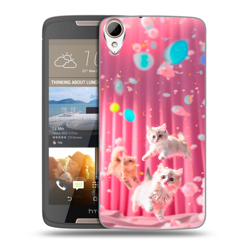Пластиковый чехол на HTC Desire 828 с принтом милые котики Пластиковый чехол на HTC Desire 828 с принтом милые котики