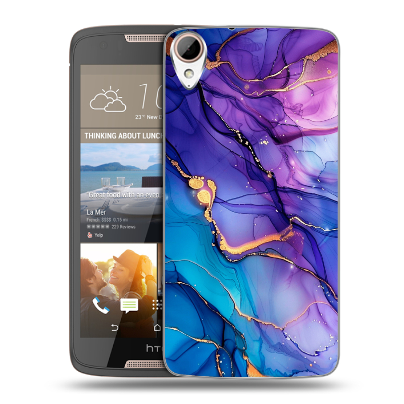 Пластиковый чехол на HTC Desire 828 с принтом синий мрамор Пластиковый чехол на HTC Desire 828 с принтом синий мрамор