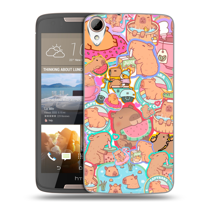 Силиконовый чехол на HTC Desire 828 с принтом капибары Силиконовый чехол на HTC Desire 828 с принтом капибары