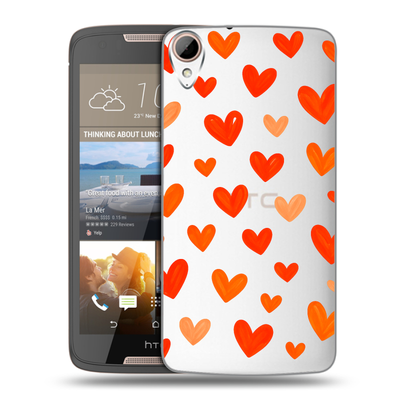 Силиконовый чехол на HTC Desire 828 с принтом Сердечки Силиконовый чехол на HTC Desire 828 с принтом Сердечки