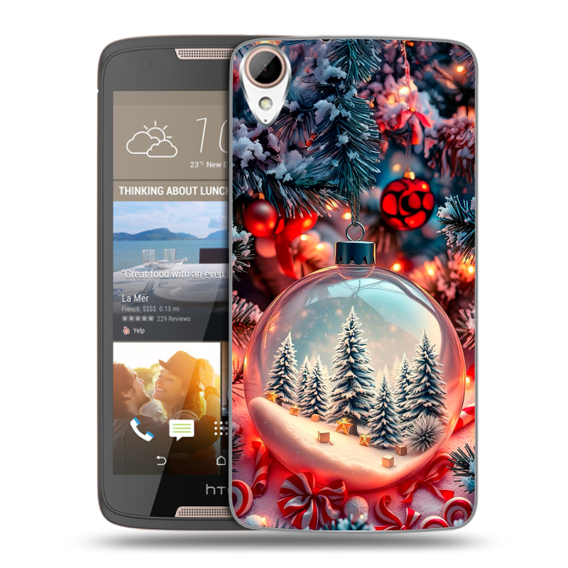 Силиконовый чехол на HTC Desire 828 с принтом Новый год Силиконовый чехол на HTC Desire 828 с принтом Новый год