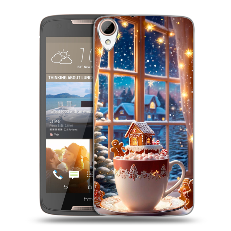 Силиконовый чехол на HTC Desire 828 с принтом Новый год Силиконовый чехол на HTC Desire 828 с принтом Новый год